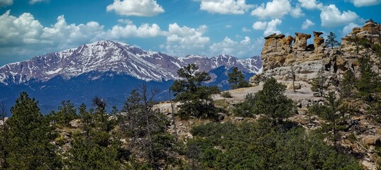 Pikes Peak from Pulpit Rock Trail, Colorado Springs, Colorado, USA