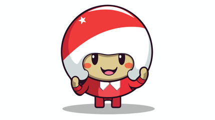 Illustration of indonesia flag badge mascot as a pa