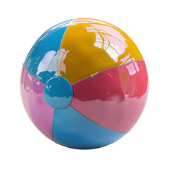 A colorful beach ball, extracted from the backdrop, isolated without any background. Concept of summer and leisure. Generative Ai.