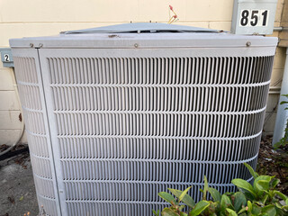 Air conditioner unit exterior close up wire mesh