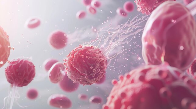 Microscopic image of cancer cells.