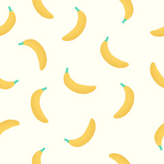 seamless pattern of banana kawaii handdrawn and yellow background, suitable for any purpose. for example website design, mobile app, wallpaper, textile, etc