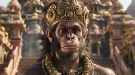Obraz premium Lord Hanuman close up view from Hinduism