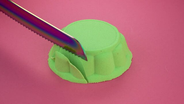 
Very Satisfying and Relaxing Kinetic Sand ASMR video. Cutting anti stress macro close up colorful Kinetic Sand with a Knife. ASMR sounds.
