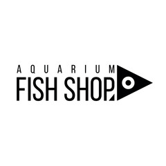 
Fish shop logo. Aquarium. Vector graphics. Black and white image.
