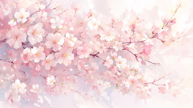 Elegant Cherry Blossom Watercolor Banner for Spring Events