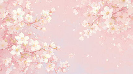 Fototapeta premium Blossoming Beauty - Delicate Watercolor Cherry Blossom Festival Banner with Detailed Petals and Branches