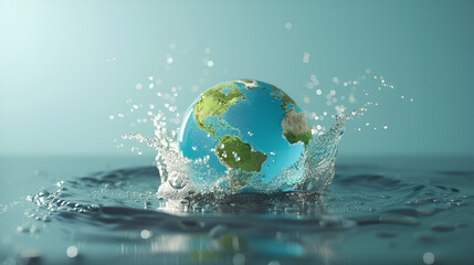 earth day banner with space for text, planet with water splashes