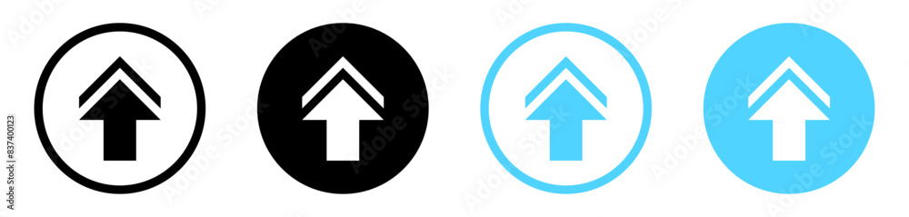 Poster swipe up icon button. Scroll arrow up icon sign - upload icon button, send, export icons