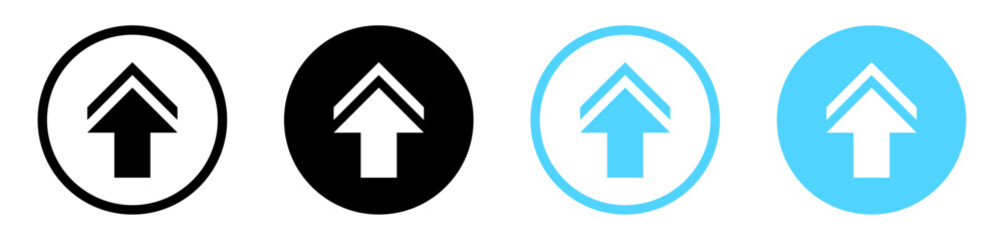 swipe up icon button. Scroll arrow up icon sign - upload icon button, send, export icons