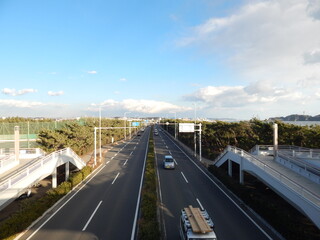 夕焼けの辻堂海岸の風景　江ノ島