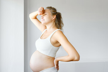 Pregnant Female Fatigued At Home. Stress And Tireness During Pregnancy
