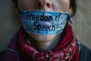 Freedom of Speech Concept with Taped Mouth
