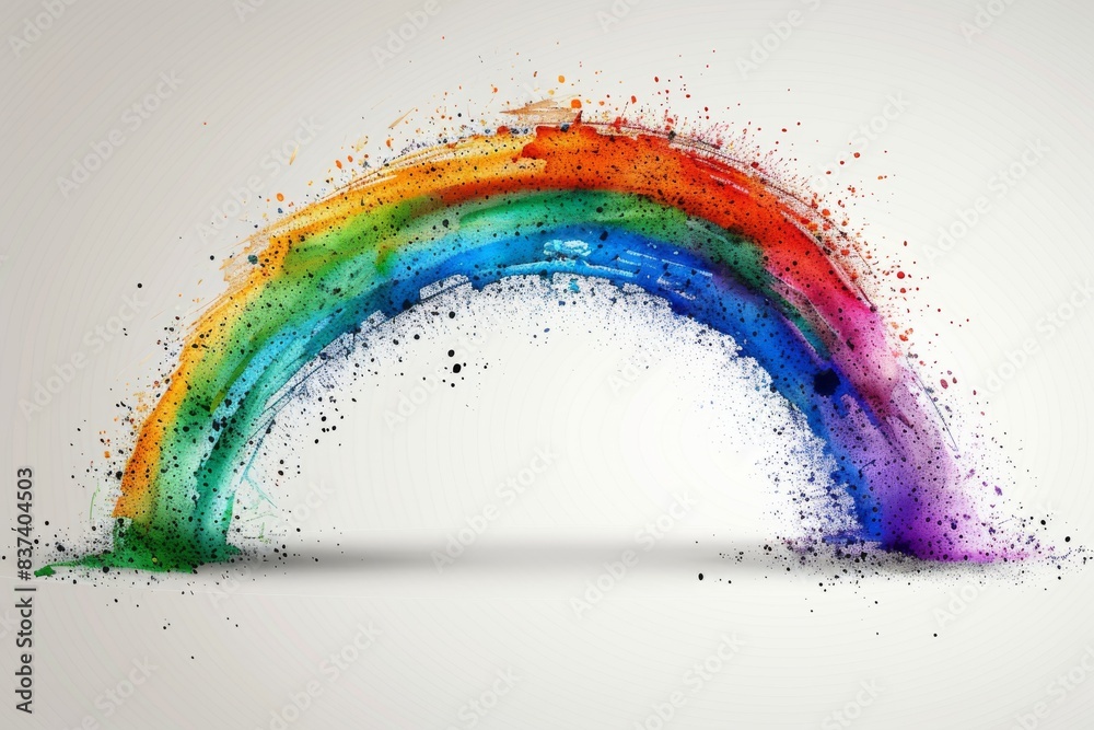 Wall mural heart shaped rainbow splash on a dark textured surface creating a vibrant and expressive visual effe