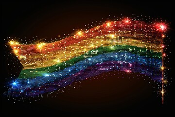 Fototapeta premium Abstract rainbow wave with sparkling stars on a dark background creating a cosmic and magical effect
