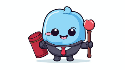 Mascot cartoon of pillow as a judge  cute style des