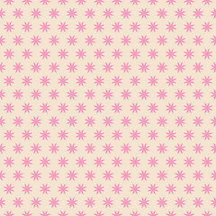 Vector floral minimal seamless pattern. Stylish hot pink abstract geometric background with simple small flower silhouettes. Elegant minimalist ornament texture. Repeated design for decor, textile
