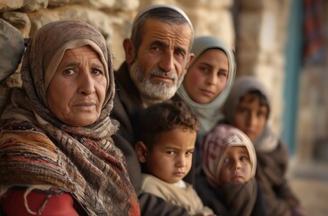 Palestinian family sitting together