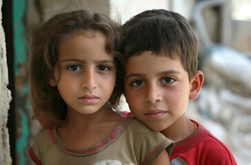 Palestinian children close up portrait