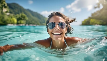 Woman Swimming in Pool of Water