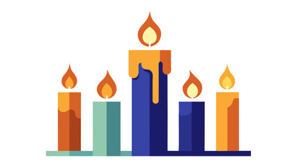  collection of candles with lit flames vector 