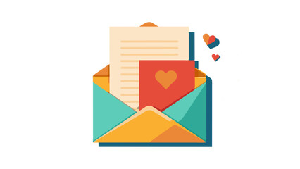 envelope with a heart seal and a letter, symbolizing affectionate communication