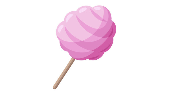  whimsical vector graphic of pink cotton candy floss on a stick.