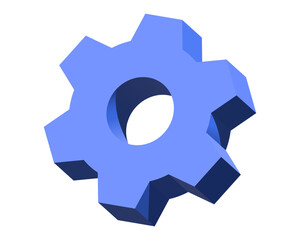 3d Gear icon blue color, gear wheel 3d icon. Cogwheel icon. Vector illustration