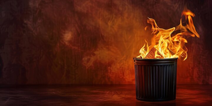 fire in a trash can