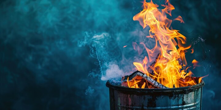 fire in a trash can