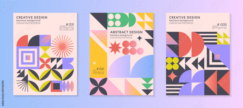 Poster abstract geometric pattern backgrounds with copy space for text.trendy minimalist geometric designs 