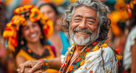 Fototapeta premium Senior man smiling in at a cultural festival