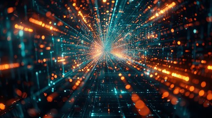 Obraz premium Digital Background for Neural Networks and Scientific Data Transmission