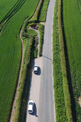 Former RAF Lissett. aerial view of WW2 bomber Airfield war Memorial.