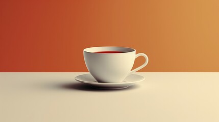 Obraz premium Retro Revival: Top View of a Cup of Coffee on a Table, Captured in a Flat Vector Illustration