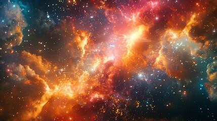 Obraz premium Capture an aerial view of fireworks in a dazzling night sky, bursting with explosive colors Show a celebration of freedom in a high-energy scene, created through digital painting