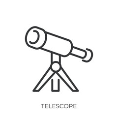 Telescope icon. Line single icon on transparent background