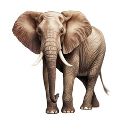 Fototapeta premium Majestic Realistic Elephant Illustration, Isolated on Transparent Background for Seamless Integration in Various Creative Projects.