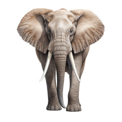 Majestic Elephant Isolated on Transparent Background, Exquisitely Detailed Realistic Depiction Ideal for Diverse Design Uses.