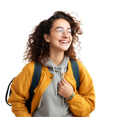 Radiant University Student: Joyful Expression and Academic Success, Isolated on Transparent Background