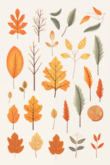 Obraz premium Autumn stickers illustration background.