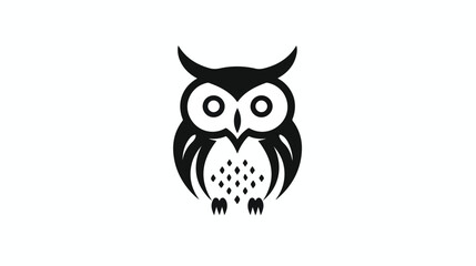 Wise hand drawn sitting wise owl brand logo stylize
