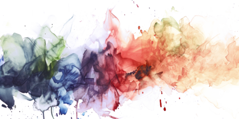 vibrant watercolor abstract.a symphony of colors on a transparent background explore the whimsical charm of colorful watercolor washes, elegantly presented on a clear canvas