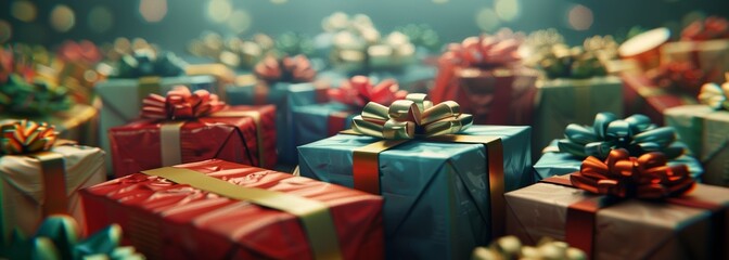 Holiday gift boxes background