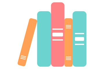 Simple colourful set of books sitting in a row in vector