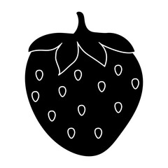 Black silhouette of strawberry, fruit glyph icon flat vector