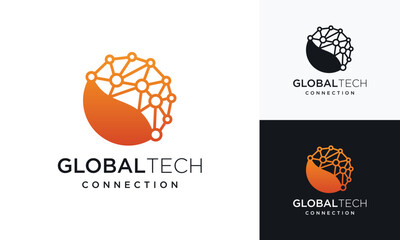 Illustration of global technology logo design inspiration