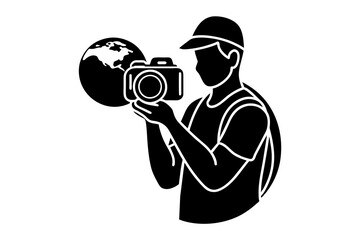 photographer man silhouette vector illustration