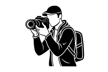 photographer man silhouette vector illustration