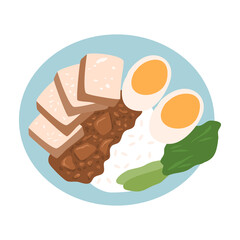 Taiwanese Chicken Lu Rou Fan food illustration